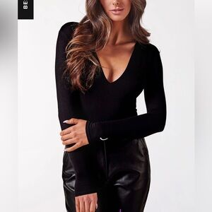Medium NWT Shop Priceless long sleeve deep v bodysuit - sold out online